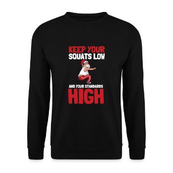 Squat Squatting Powerlifting Bodybuilding - Unisex Sweatshirt - black - Front - Alina (178cm) & Michal (187cm)