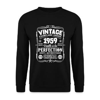 Millésime Fabriqué En 1959 Vieilli à La Perfection - Sweat-shirt Unisexe - noir - Devant - Alina (178cm) & Michal (187cm)