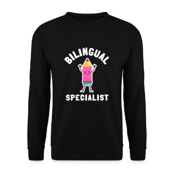 Dual Language Team Bilingual Teacher School Tutor - Unisex Pullover - Schwarz - Vorne - Alina (178cm) & Michal (187cm)