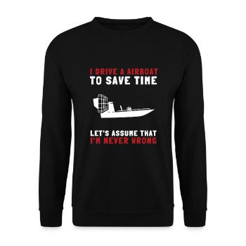Airboat Swamp Hydroplane Fanboat Airboating Hover - Unisex Sweatshirt - black - Front - Alina (178cm) & Michal (187cm)
