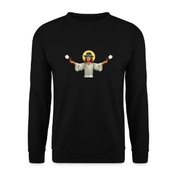 Marshmallow Sandwich Camper Smore Hiking Campfire - Unisex Pullover - Schwarz - Vorne - Alina (178cm) & Michal (187cm)