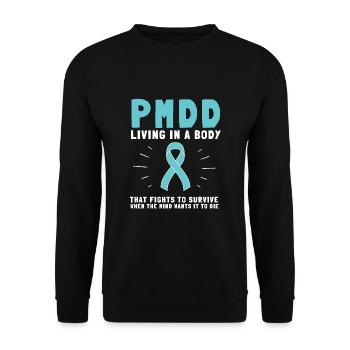 PMDD Awareness Premenstrual Syndrome Menstrual - Unisex Pullover - Schwarz - Vorne - Alina (178cm) & Michal (187cm)