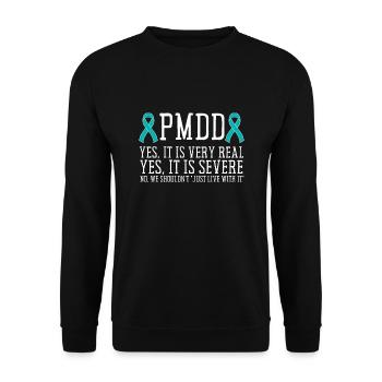 PMDD Awareness Premenstrual Syndrome Menstrual - Unisex Pullover - Schwarz - Vorne - Alina (178cm) & Michal (187cm)