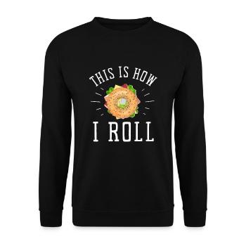 Sesame Bagel New York Jewish Deli - Unisex Pullover - Schwarz - Vorne - Alina (178cm) & Michal (187cm)