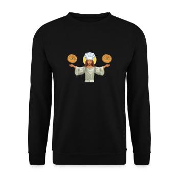 Sesame Bagel New York Jewish Deli - Unisex Pullover - Schwarz - Vorne - Alina (178cm) & Michal (187cm)
