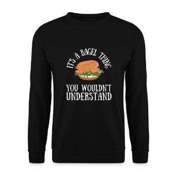 Sesame Bagel New York Jewish Deli - Unisex Pullover - Schwarz - Vorne - Alina (178cm) & Michal (187cm)