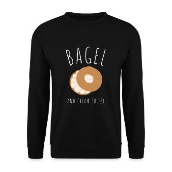 Sesame Bagel New York Jewish Deli - Unisex Pullover - Schwarz - Vorne - Alina (178cm) & Michal (187cm)