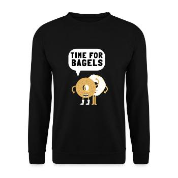 Sesame Bagel New York Jewish Deli - Unisex Pullover - Schwarz - Vorne - Alina (178cm) & Michal (187cm)