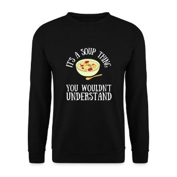 Soupe en conserve Liquide Nourriture Cook Restaurant Gourmand - Sweat-shirt Unisexe - noir - Devant - Alina (178cm) & Michal (187cm)