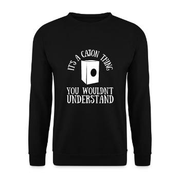 Cajon Box Drum Instrument Peruvian Cajon - Unisex Sweatshirt - black - Front - Alina (178cm) & Michal (187cm)