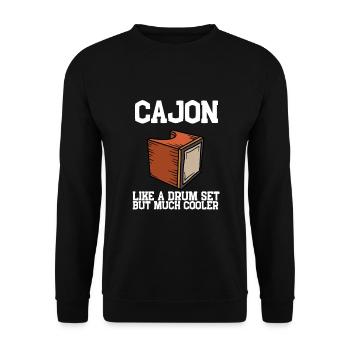 Cajon Box Drum Instrument Peruvian Cajon - Unisex Pullover - Schwarz - Vorne - Alina (178cm) & Michal (187cm)
