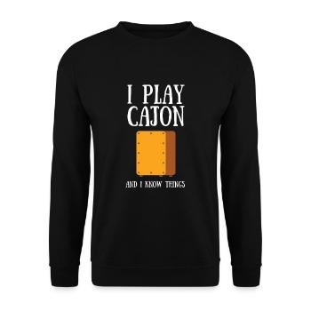 Cajon Box Drum Instrument Peruvian Cajon - Unisex Pullover - Schwarz - Vorne - Alina (178cm) & Michal (187cm)