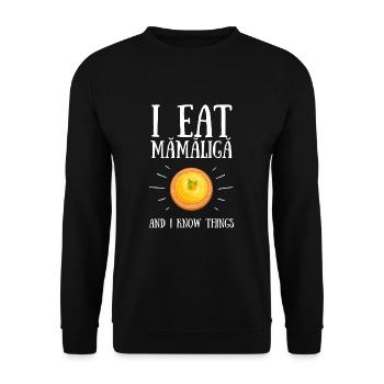 Mamaliga Romanian Moldovan Porridge Polenta - Unisex Sweatshirt - black - Front - Alina (178cm) & Michal (187cm)