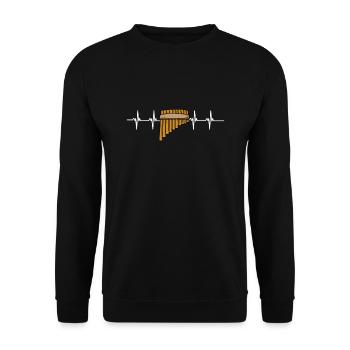 Pan Pipe Instrument Peru Wooden Pan Flute - Unisex Pullover - Schwarz - Vorne - Alina (178cm) & Michal (187cm)