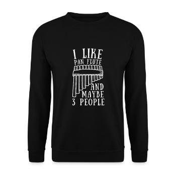Pan Pipe Instrument Peru Wooden Pan Flute - Unisex Pullover - Schwarz - Vorne - Alina (178cm) & Michal (187cm)