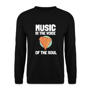Pan Pipe Instrument Peru Wooden Pan Flute - Unisex Pullover - Schwarz - Vorne - Alina (178cm) & Michal (187cm)