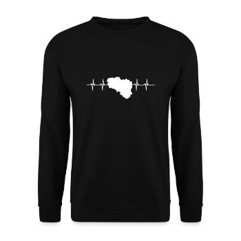 Breton Breizh Pur Beurre Heartbeat - Humour - Sweat-shirt Unisexe - noir - Devant - Alina (178cm) & Michal (187cm)