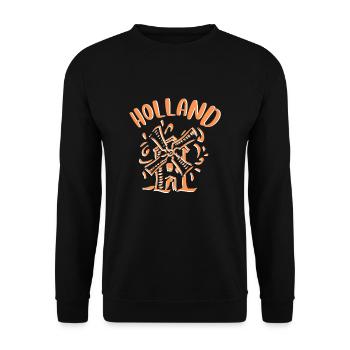 Netherlands Holland Windmill - Unisex Sweatshirt - black - Front - Alina (178cm) & Michal (187cm)