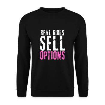 Options Trading Cash Secured Puts Future Forex - Unisex Pullover - Schwarz - Vorne - Alina (178cm) & Michal (187cm)