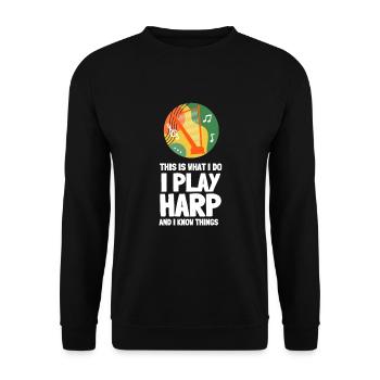 Harp Player Musician Musical Harpist - Unisex Pullover - Schwarz - Vorne - Alina (178cm) & Michal (187cm)