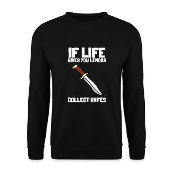 Hunting Knife Collector Flipping Knife, - Unisex Pullover - Schwarz - Vorne - Alina (178cm) & Michal (187cm)