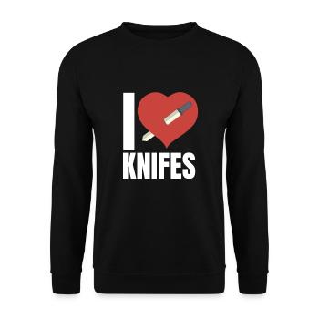 Hunting Knife Collector Flipping Knife, - Unisex Pullover - Schwarz - Vorne - Alina (178cm) & Michal (187cm)