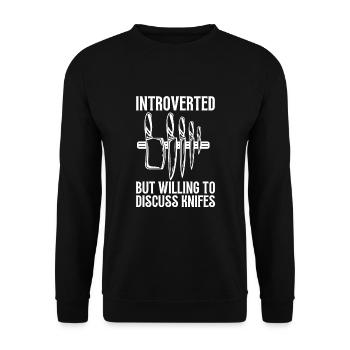 Hunting Knife Collector Flipping Knife, - Unisex Pullover - Schwarz - Vorne - Alina (178cm) & Michal (187cm)