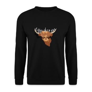 Highland Cow Breeder Scottish Cattle Hairy Cow - Unisex Pullover - Schwarz - Vorne - Alina (178cm) & Michal (187cm)