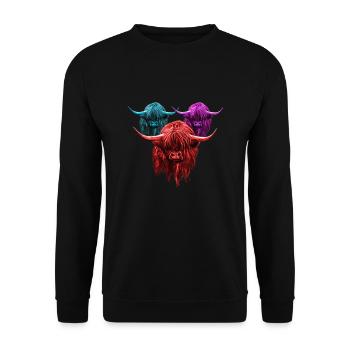 Highland Cow Breeder Scottish Cattle Hairy Cow - Unisex Sweatshirt - black - Front - Alina (178cm) & Michal (187cm)