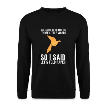 Artisanat de pliage de papier japonais Origami Master - Sweat-shirt Unisexe - noir - Devant - Alina (178cm) & Michal (187cm)