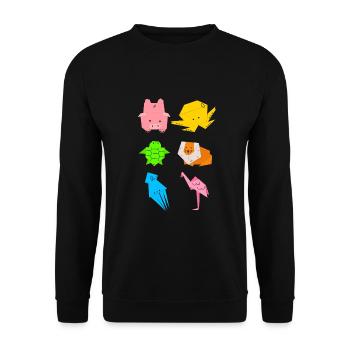 Japanese Origami Master Paper Folding Craft - Unisex Pullover - Schwarz - Vorne - Alina (178cm) & Michal (187cm)