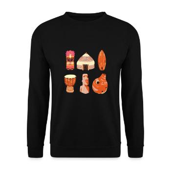 Maori Hei Tiki Tribal Tattoo Nouvelle-Zélande - Sweat-shirt Unisexe - noir - Devant - Alina (178cm) & Michal (187cm)
