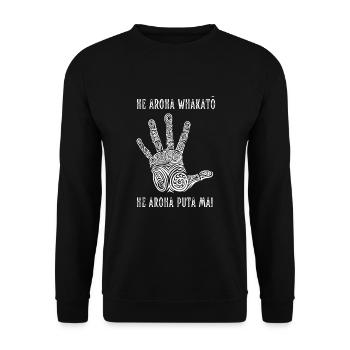 Maori Hei Tiki Tribal Tattoo Nouvelle-Zélande - Sweat-shirt Unisexe - noir - Devant - Alina (178cm) & Michal (187cm)