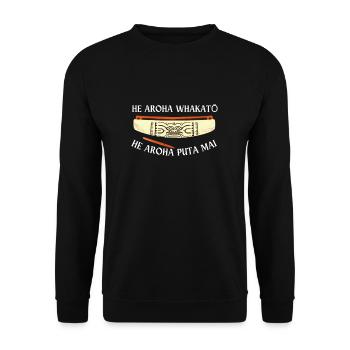 Maori Hei Tiki Tribal Tattoo Nouvelle-Zélande - Sweat-shirt Unisexe - noir - Devant - Alina (178cm) & Michal (187cm)