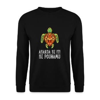 Maori Hei Tiki Tribal Tattoo Nouvelle-Zélande - Sweat-shirt Unisexe - noir - Devant - Alina (178cm) & Michal (187cm)