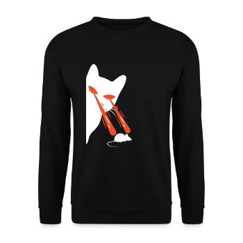 Cat With Laser Eyes - Unisex Sweatshirt - black - Front - Alina (178cm) & Michal (187cm)