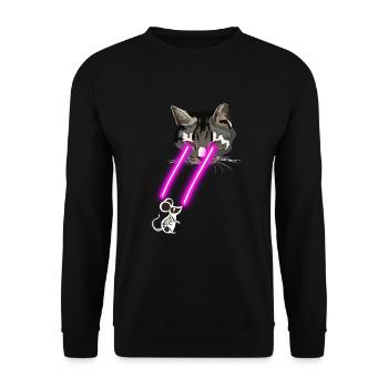 Cat With Laser Eyes - Unisex Sweatshirt - black - Front - Alina (178cm) & Michal (187cm)