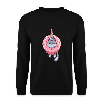 Cat Unicorn Donut - Unisex Sweatshirt - black - Front - Alina (178cm) & Michal (187cm)