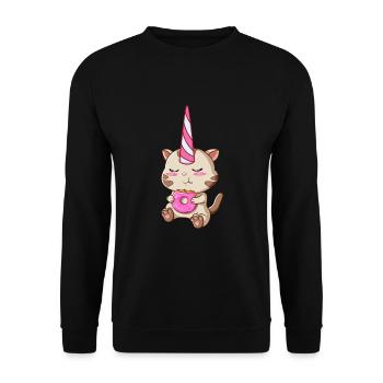 Cat Unicorn Donut - Unisex Sweatshirt - black - Front - Alina (178cm) & Michal (187cm)