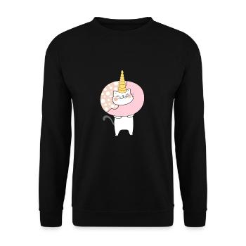 Cat Unicorn Donut - Unisex Sweatshirt - black - Front - Alina (178cm) & Michal (187cm)