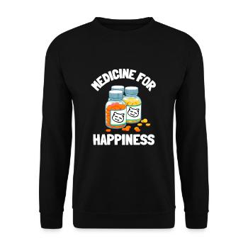 Ma médecine pour le bonheur appelée chats tous les jours - Sweat-shirt Unisexe - noir - Devant - Alina (178cm) & Michal (187cm)