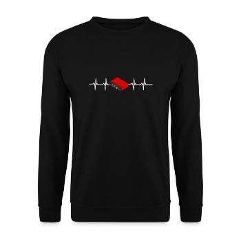 Je serai à mon bureau - Ingénieur du son en train d’enregistrer - Sweat-shirt Unisexe - noir - Devant - Alina (178cm) & Michal (187cm)