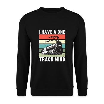 Locomotive à vapeur - J’ai un train d’ à voie unique - Sweat-shirt Unisexe - noir - Devant - Alina (178cm) & Michal (187cm)