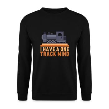Locomotive à vapeur - J’ai un train d’ à voie unique - Sweat-shirt Unisexe - noir - Devant - Alina (178cm) & Michal (187cm)