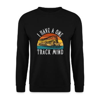 Locomotive à vapeur - J’ai un train d’ à voie unique - Sweat-shirt Unisexe - noir - Devant - Alina (178cm) & Michal (187cm)