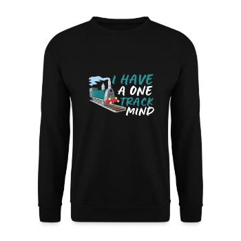 Locomotive à vapeur - J’ai un train d’ à voie unique - Sweat-shirt Unisexe - noir - Devant - Alina (178cm) & Michal (187cm)