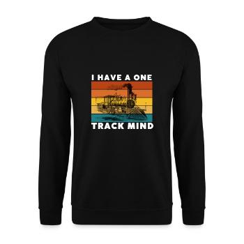 Locomotive à vapeur - J’ai un train d’ à voie unique - Sweat-shirt Unisexe - noir - Devant - Alina (178cm) & Michal (187cm)