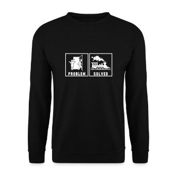 Locomotive à vapeur - J’ai un train d’ à voie unique - Sweat-shirt Unisexe - noir - Devant - Alina (178cm) & Michal (187cm)