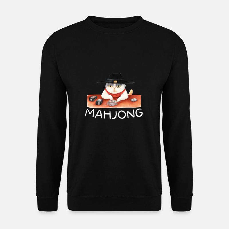 Cats Playing Mahjong - Unisex Pullover - Schwarz