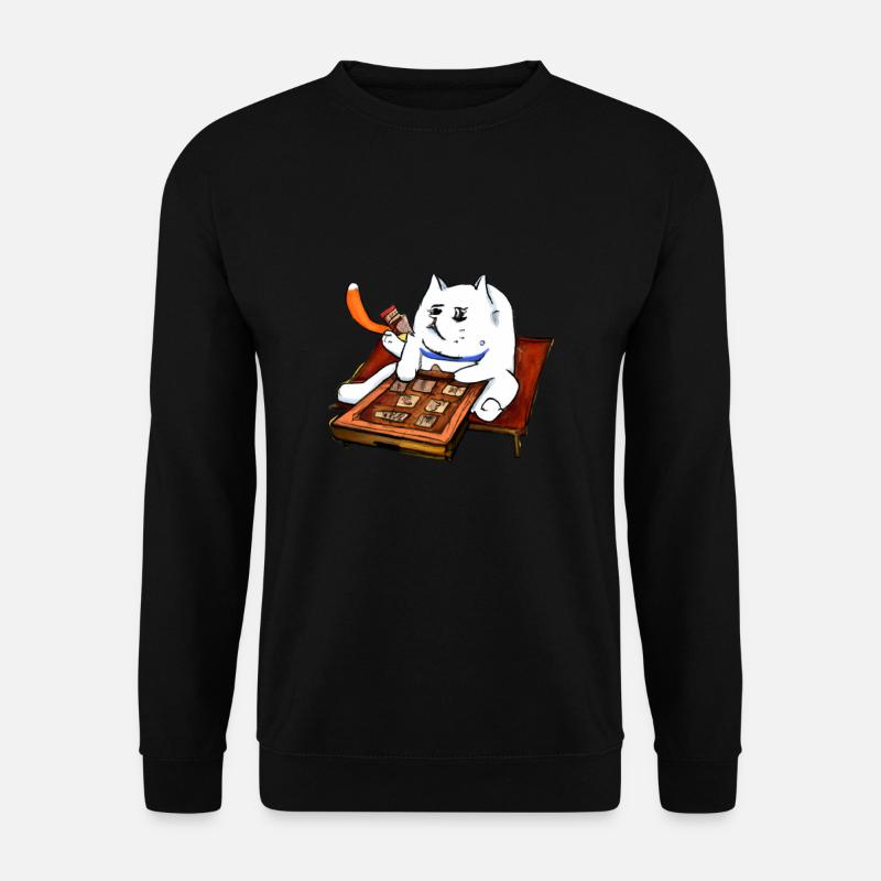 Cats Playing Mahjong - Unisex Pullover - Schwarz